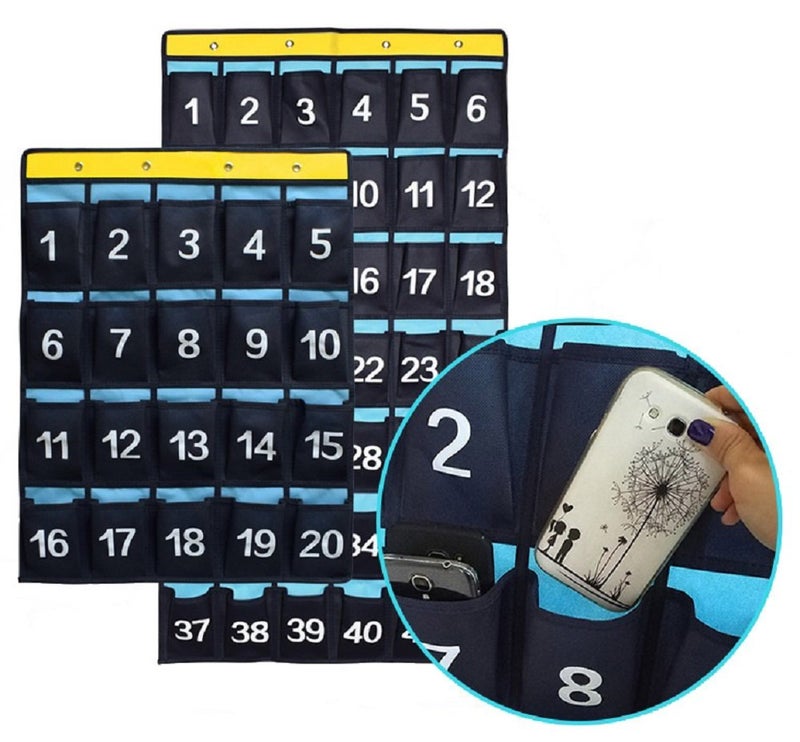 JimysCo NIMES Numbered Organizer Classroom Pocket Chart for Cell Phones Calculators Holders Blue (20 Pockets) - Image 2